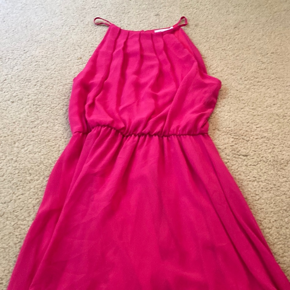 Hot pink high neck dress